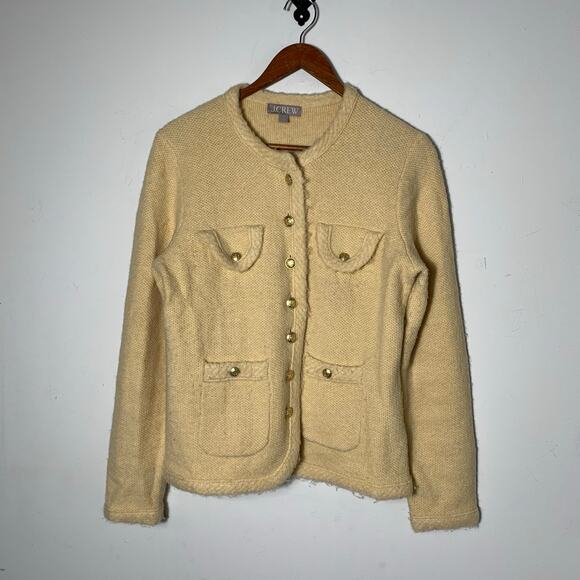 Womens J.Crew Textured sweater lady jacket Cream Size S EUC! - Picture 3 of 4
